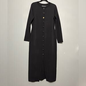 NWT Brandon Maxwell The Emm Knit Button-Front Black Maxi Dress Women’s Size M